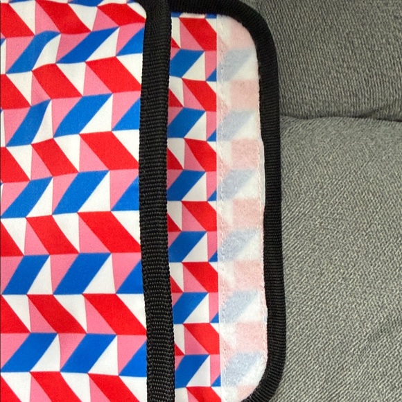SCOUT Red, Pink, Whute and Blue Geometric Fold Down Lunch Bag w/Black Trim - Picture 7 of 8